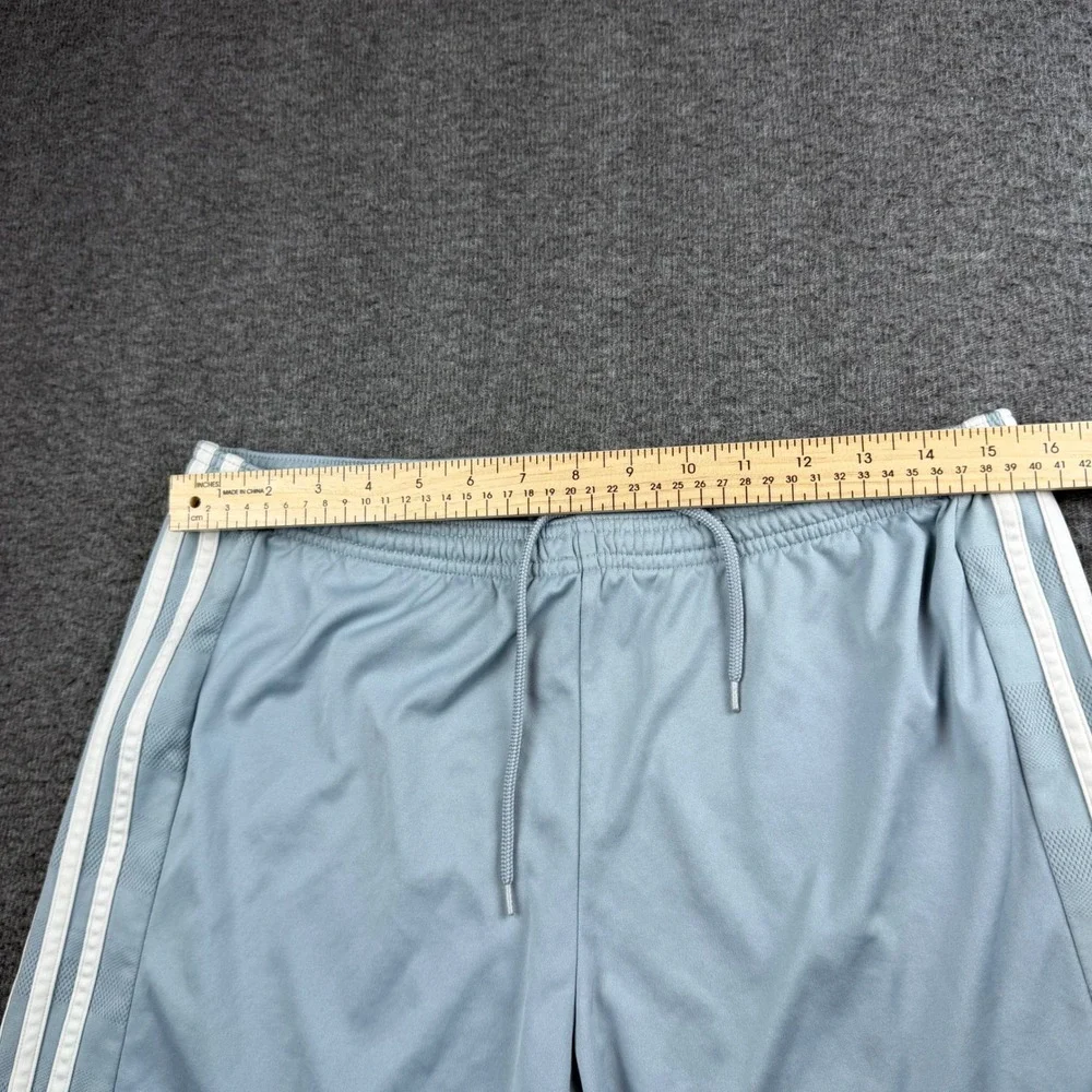 Adidas Soccer Shorts Men's Size Medium Light Blue Climalite 3-Stripe Athletic